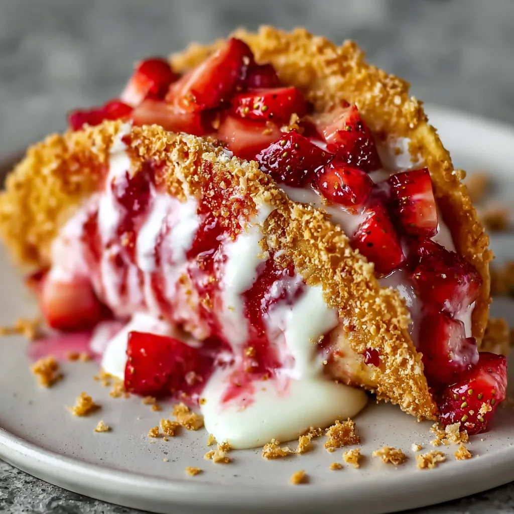 Ultimate Strawberry Crunch Cheesecake Tacos with Golden Waffle Shell and Fresh Berries - secondary view