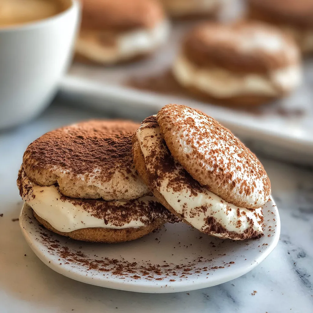 Elegant Tiramisu Sandwich Cookies with Mascarpone Coffee Cream Filling
