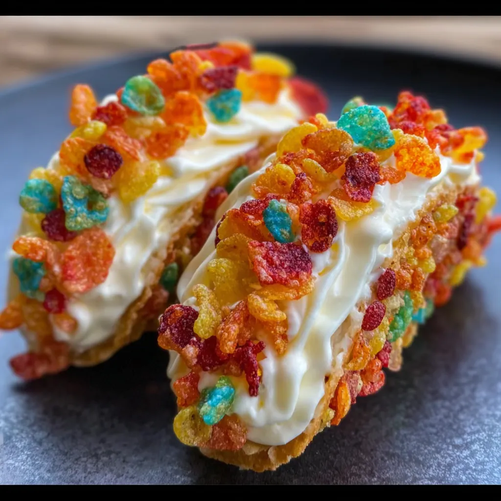 Ultimate Fruity Pebbles Cheesecake Tacos - Colorful Sweet Dessert Paradise Experience - secondary view