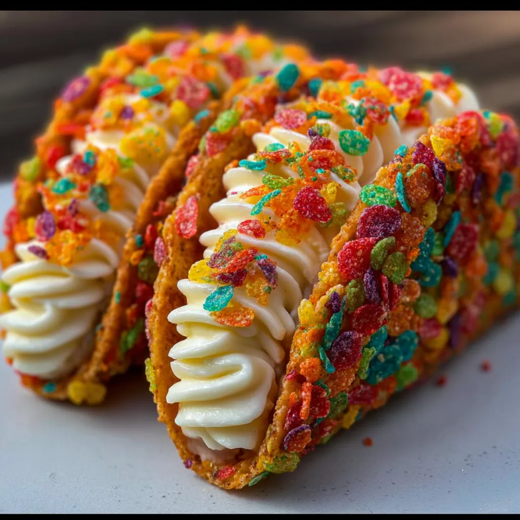 Ultimate Fruity Pebbles Cheesecake Tacos - Colorful Sweet Dessert Paradise Experience