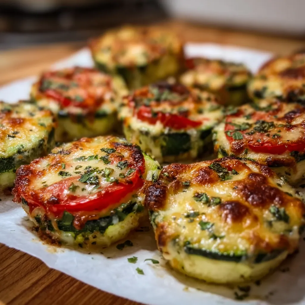 Crispy Cheesy Zucchini and Tomato Bites with Herbs and Parmesan Crust - tertiary view