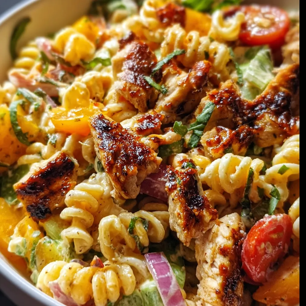 BBQ Chicken Ranch Pasta Salad - Ultimate Smoky Creamy Hearty Summer Bowl Experience - secondary view