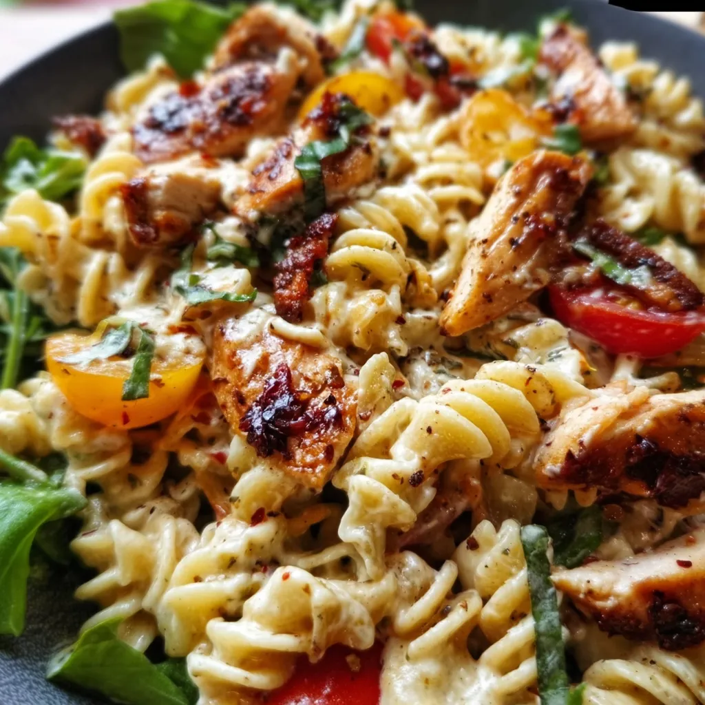 BBQ Chicken Ranch Pasta Salad with Bacon and Fresh Vegetables - tertiary view