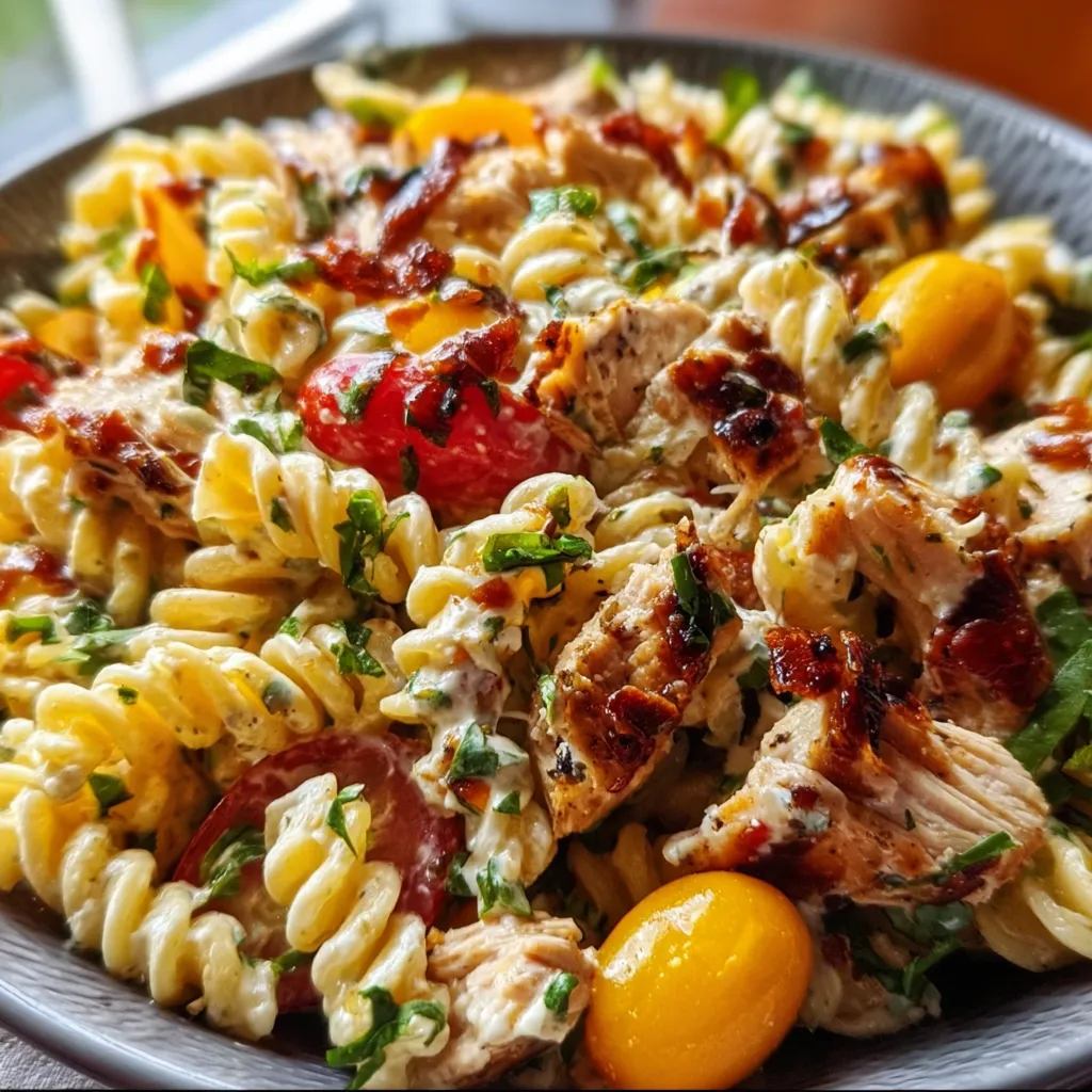 BBQ Chicken Ranch Pasta Salad - Ultimate Smoky Creamy Hearty Summer Bowl Experience - tertiary view