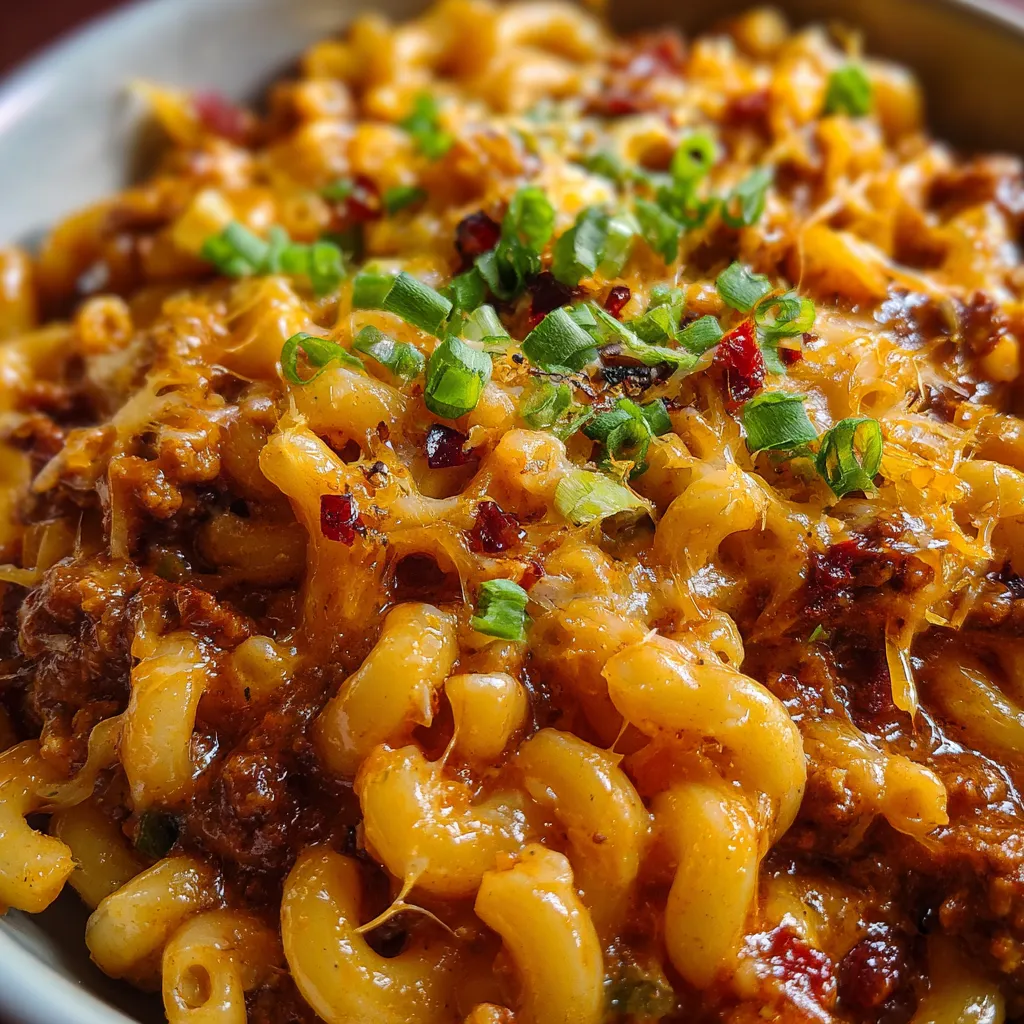 Ultimate Chili Mac with Three Cheeses and Hearty Ground Beef