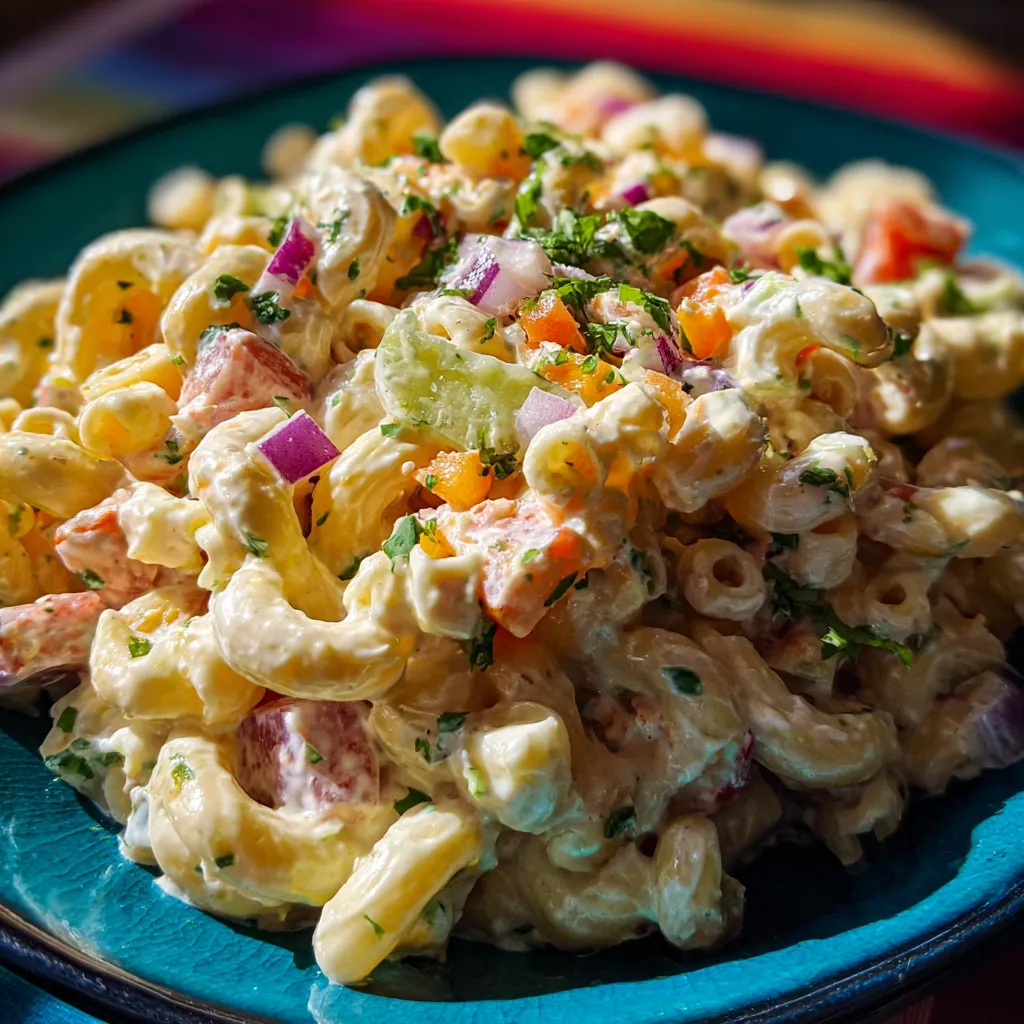 Spicy Mexican Macaroni Salad with Chipotle Dressing and Fresh Cilantro