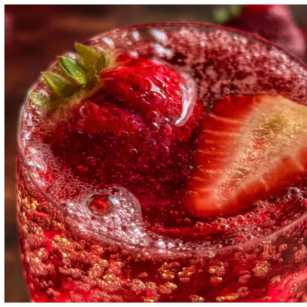 Strawberry Dirty Sprite with Fresh Berries and Coconut Cream Swirl