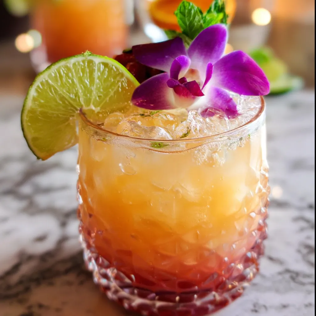 Tropical Aloha Rum Punch with Fresh Pineapple and Coconut Paradise Blend