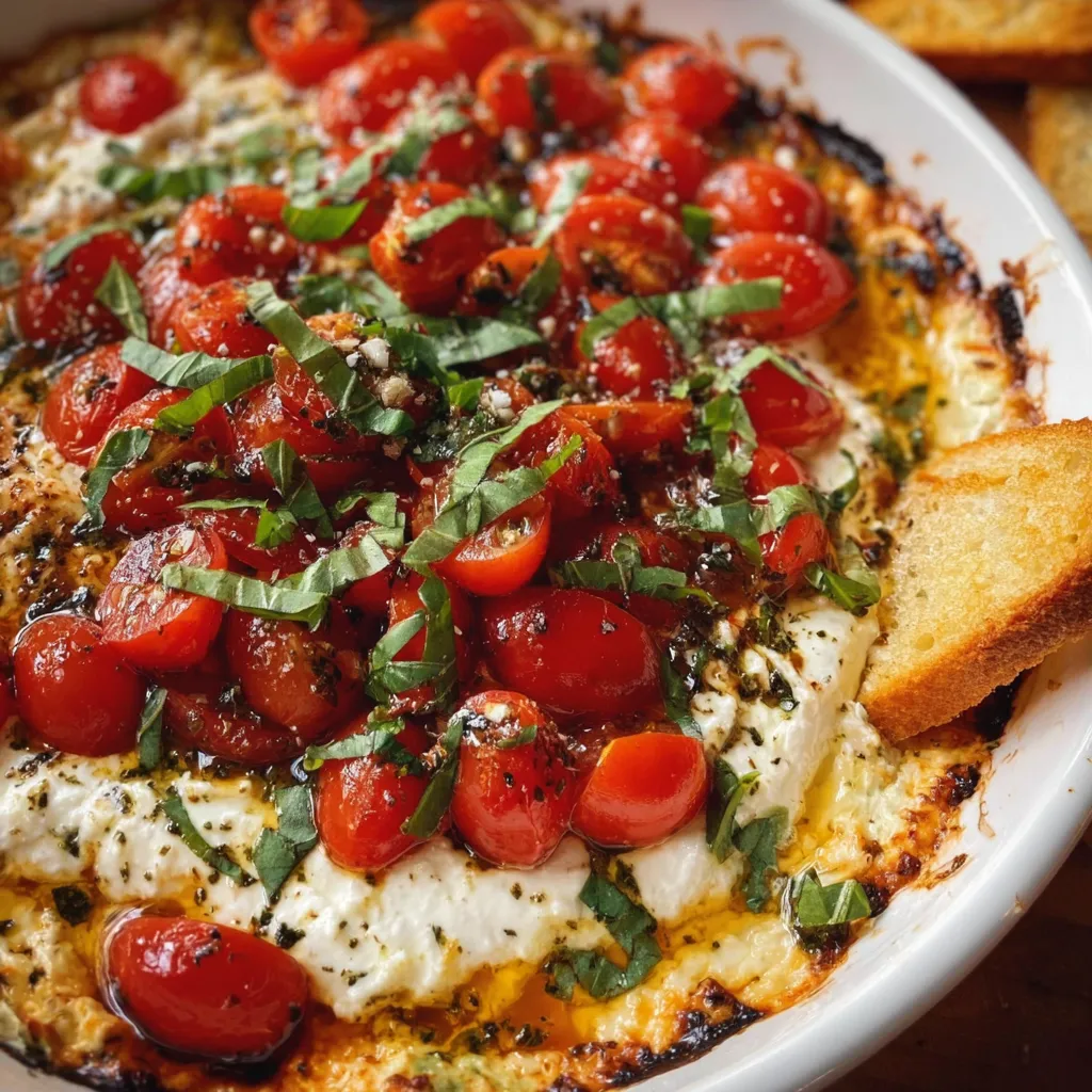 Homemade Caprese Dip with Fresh Mozzarella, Basil, and Balsamic Glaze - main view