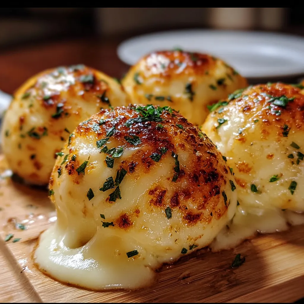 Ultimate Garlic Butter Cheese Bombs with Melted Mozzarella and Fresh Herb Coating - tertiary view