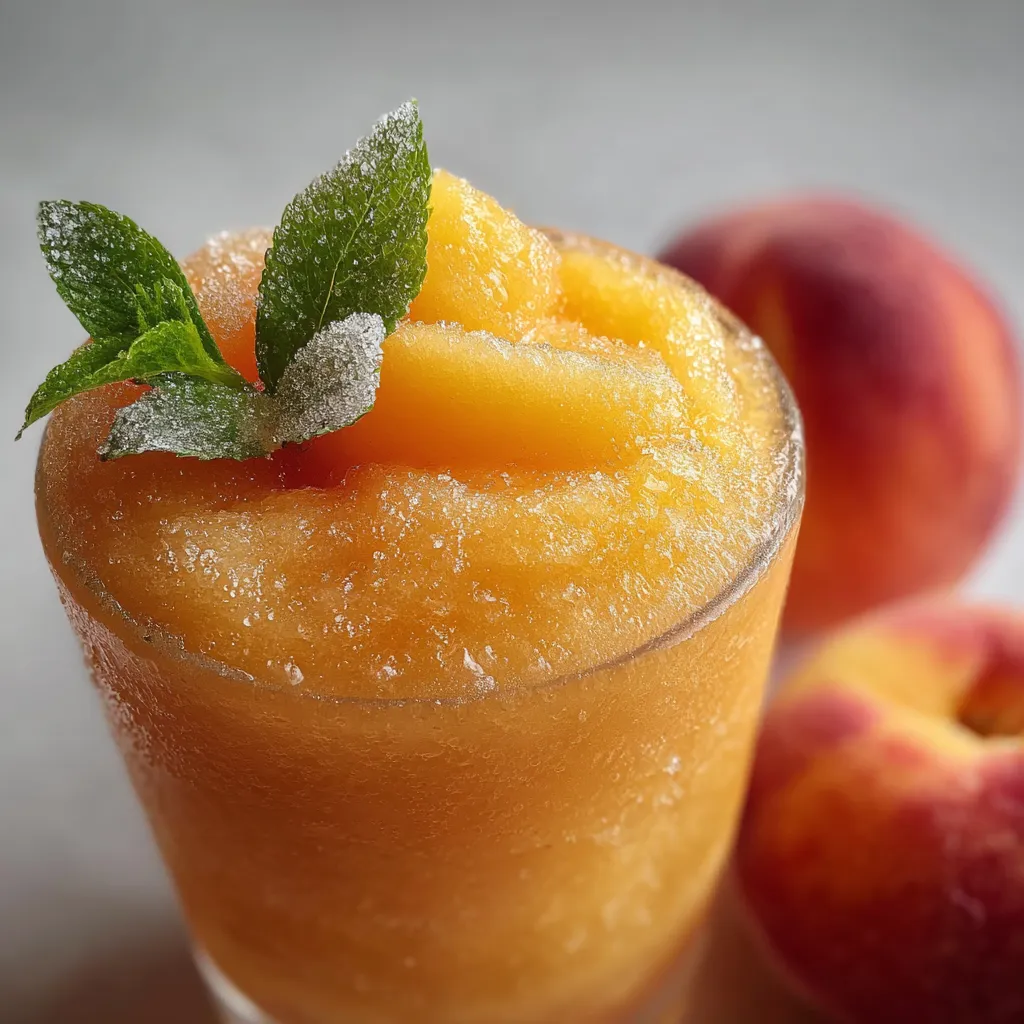 Ultimate Frozen Peach Lemonade Slushie with Fresh Fruit Swirls and Mint