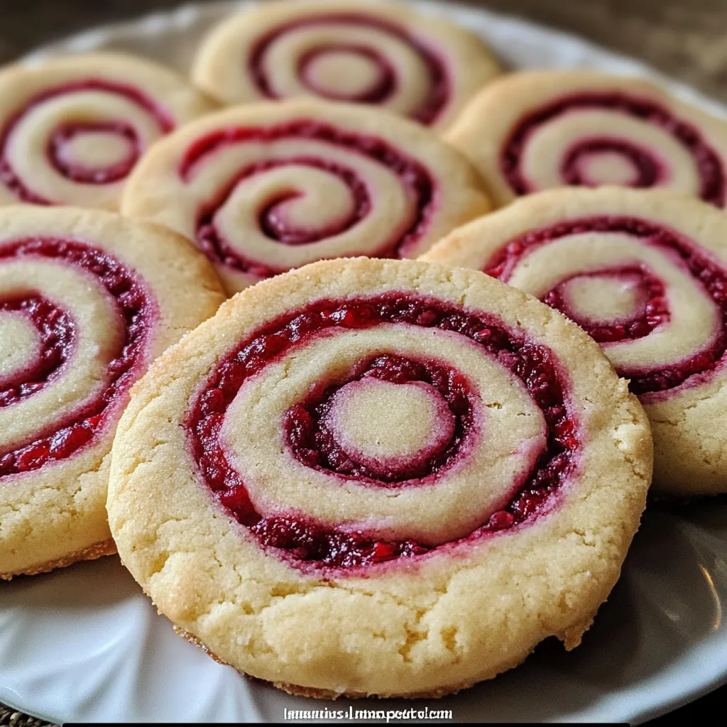 Buttery Raspberry Swirl Shortbread Cookies with Vanilla Bean Glaze - secondary view
