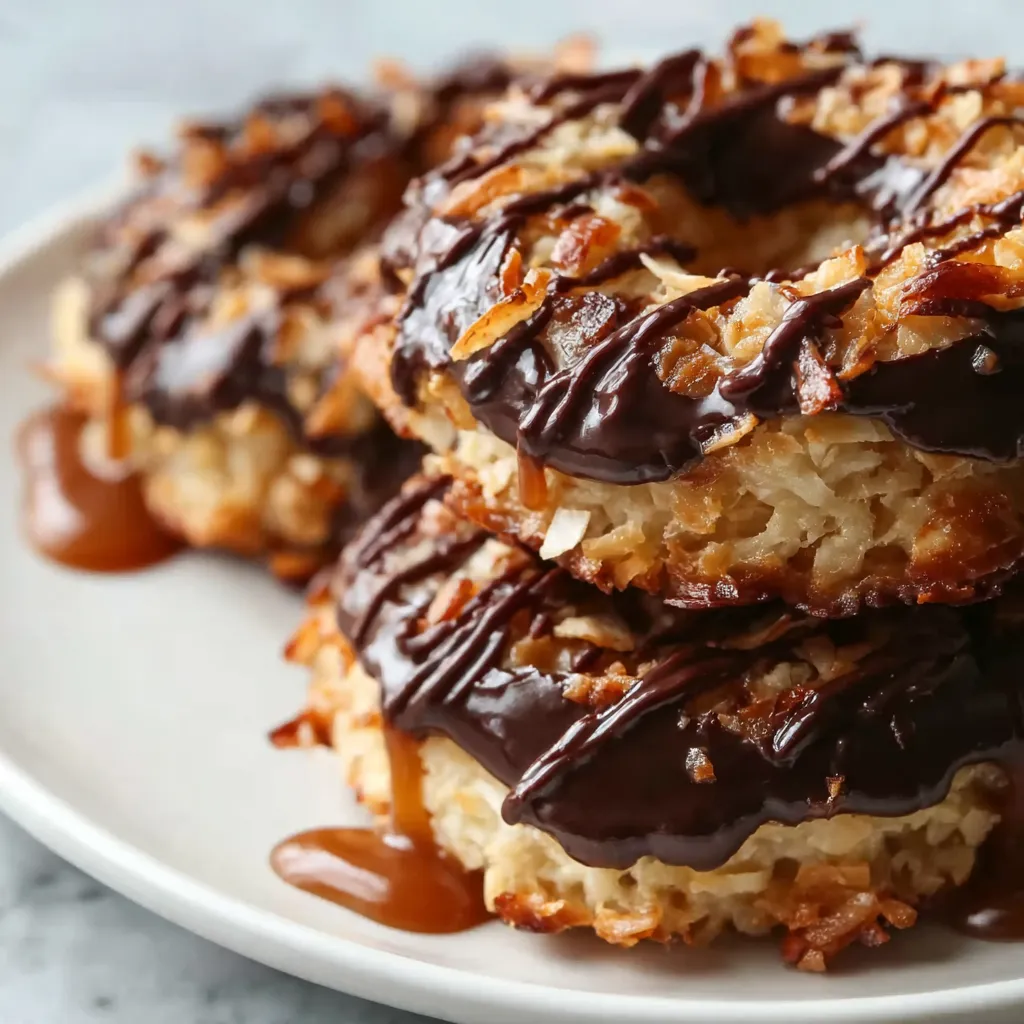 Ultimate Homemade Samoa Cookies with Caramel Coconut and Dark Chocolate - secondary view