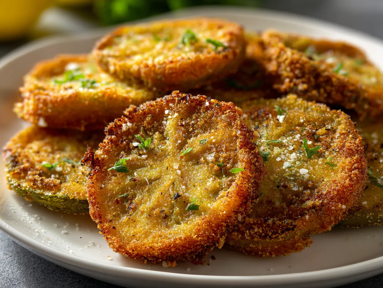 Classic Southern Fried Green Tomatoes with Crispy Cornmeal Coating and Buttermilk - main view