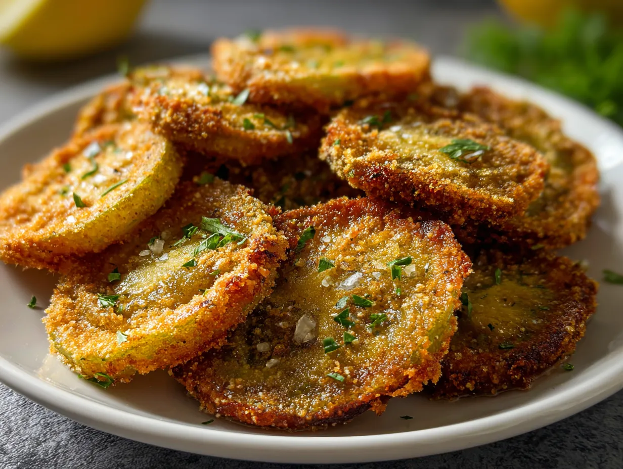 Classic Southern Fried Green Tomatoes with Crispy Cornmeal Coating and Buttermilk - tertiary view