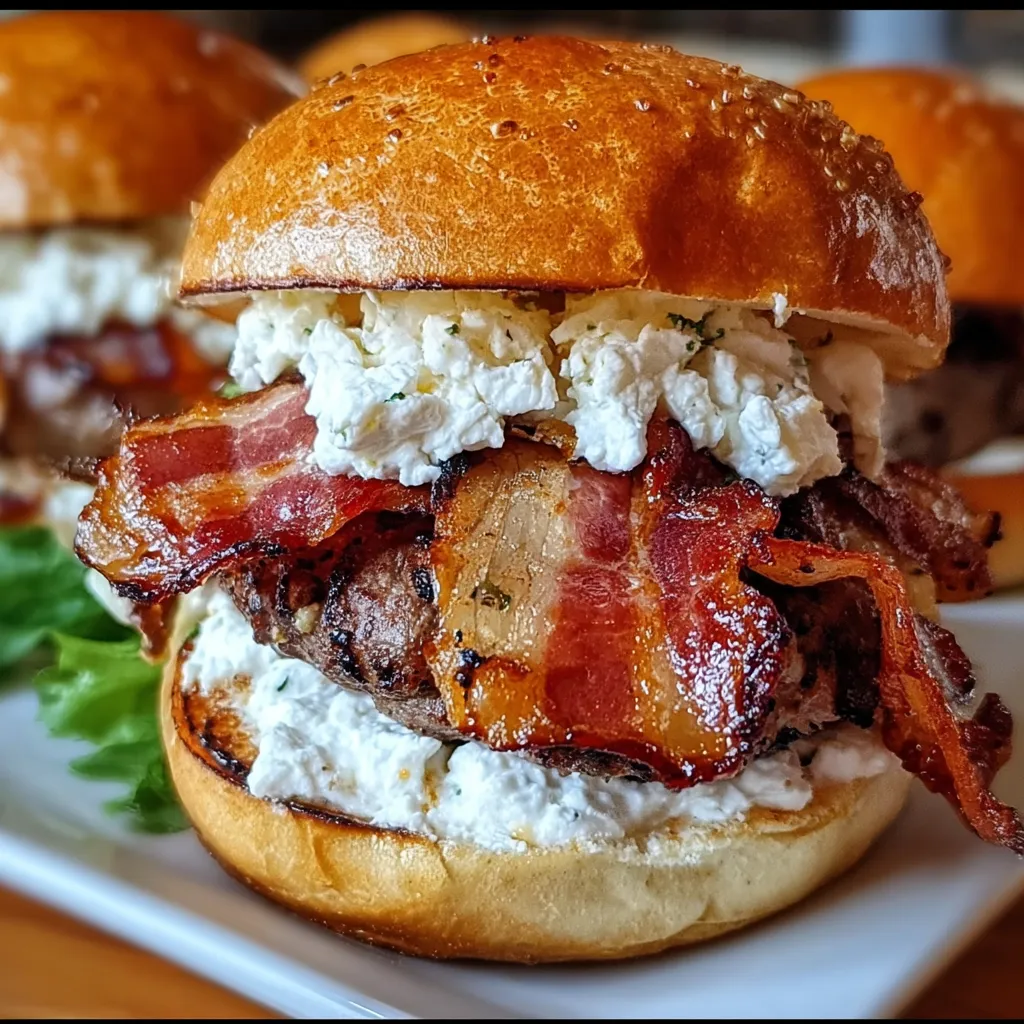Whipped Feta and Garlic Butter Bacon Smash Burgers with Crispy Edges