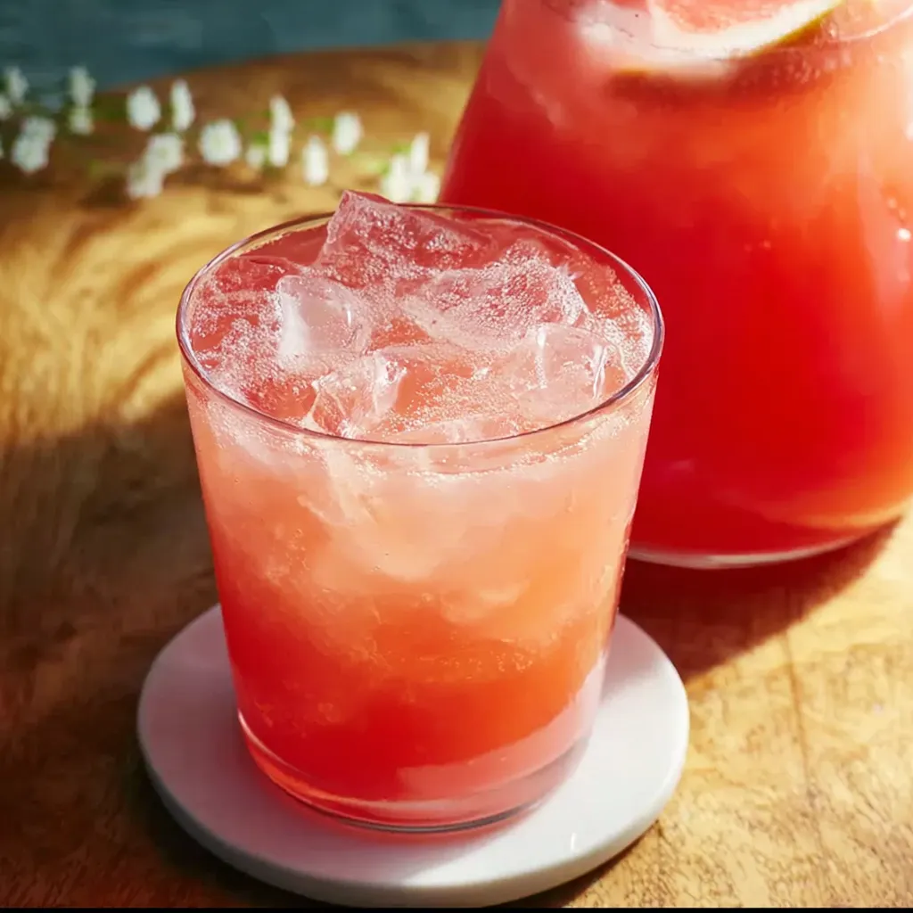 Tropical Peach Guava Lemonade Punch with Fresh Fruit and Sparkling Water