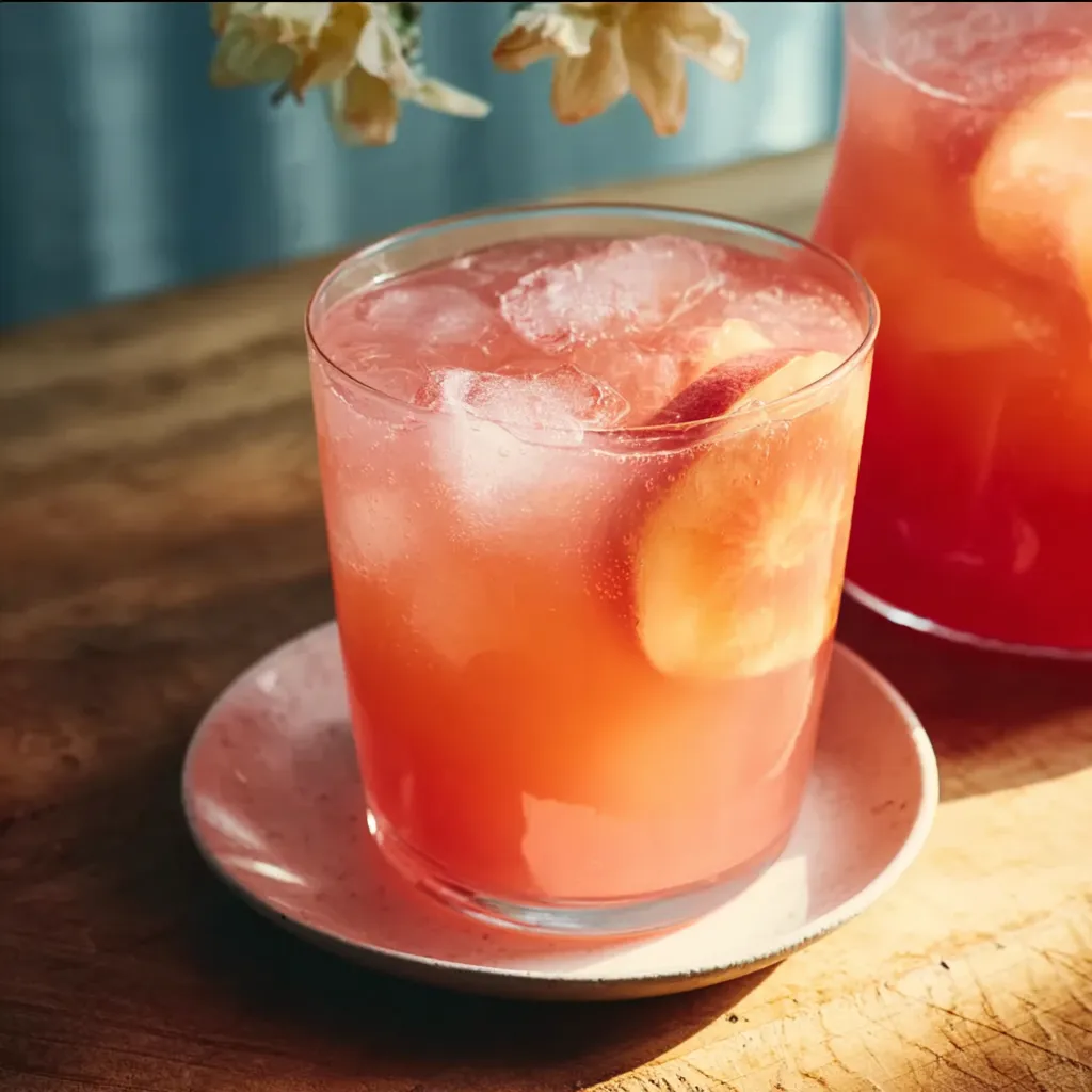 Tropical Peach Guava Lemonade Punch with Fresh Fruit and Sparkling Water - tertiary view