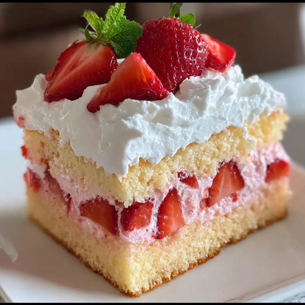 Ultimate Fluffy Strawberry Cloud Cake with Fresh Berry Swirls and Vanilla Cream