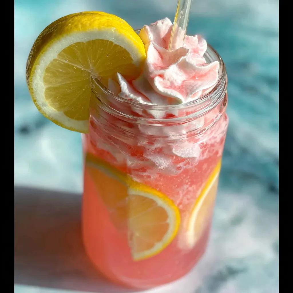 Creamy Whipped Pink Lemonade with Fresh Berry Swirl and Mint