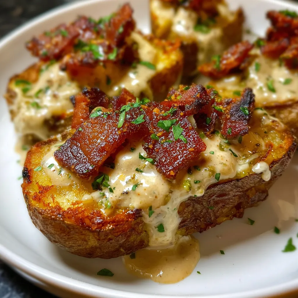 Ultimate Loaded Potato Skins with Melted Cheese - Crispy Golden Perfection Experience - tertiary view