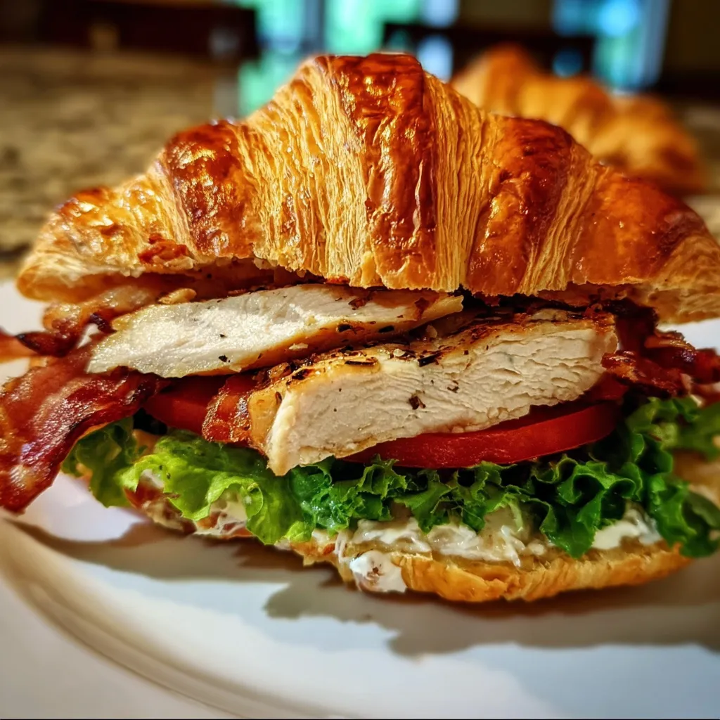 Ultimate Grilled Chicken Croissant Sandwich with Bacon - Gourmet Comfort Food Paradise Experience
