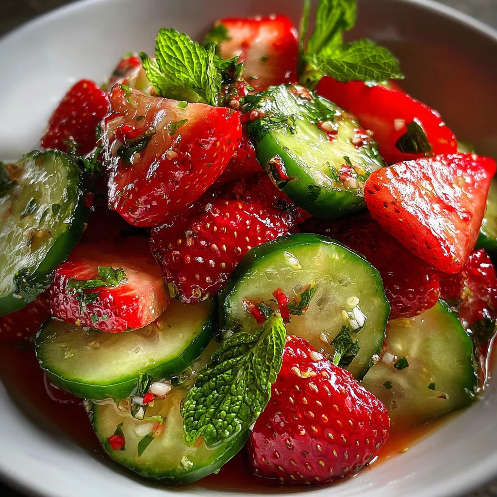 Cucumber Strawberry Salad with Fresh Mint and Balsamic Vinaigrette