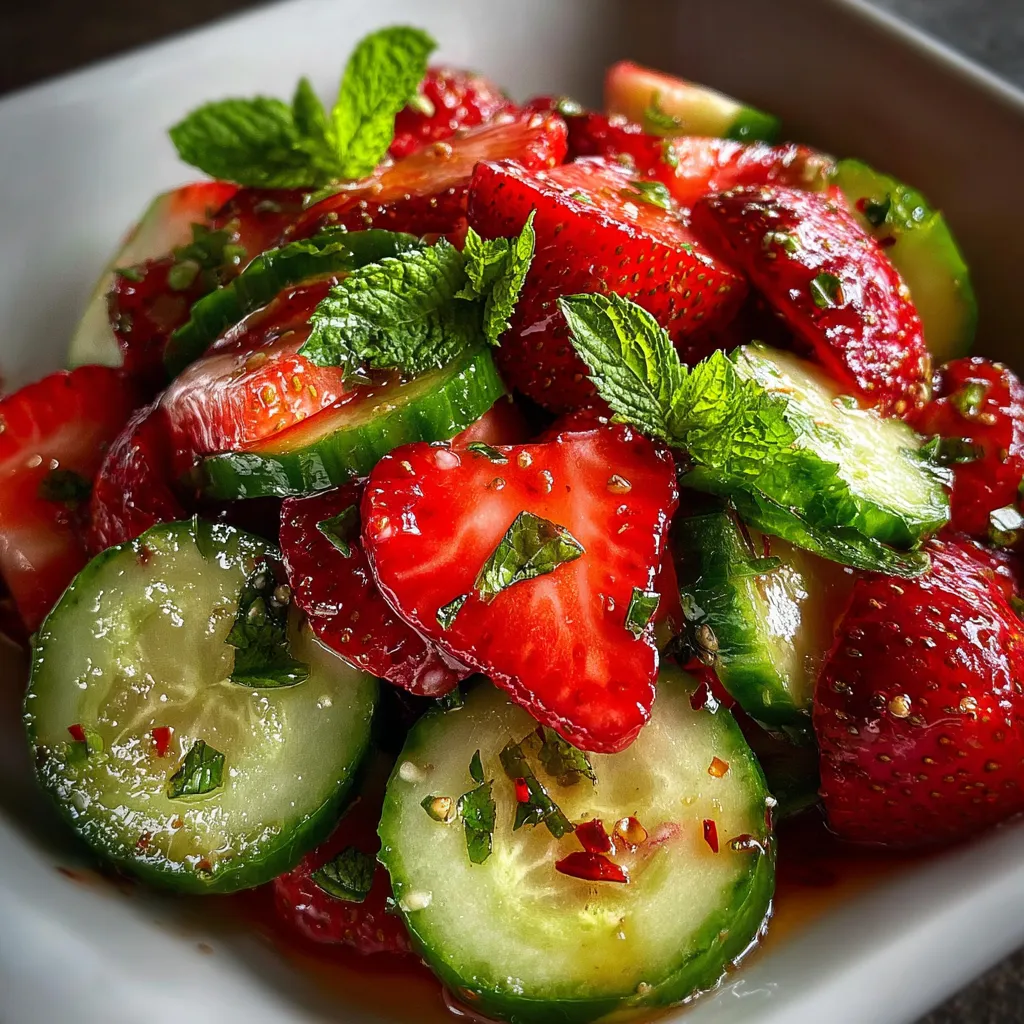 Cucumber Strawberry Salad with Fresh Mint and Balsamic Vinaigrette - secondary view