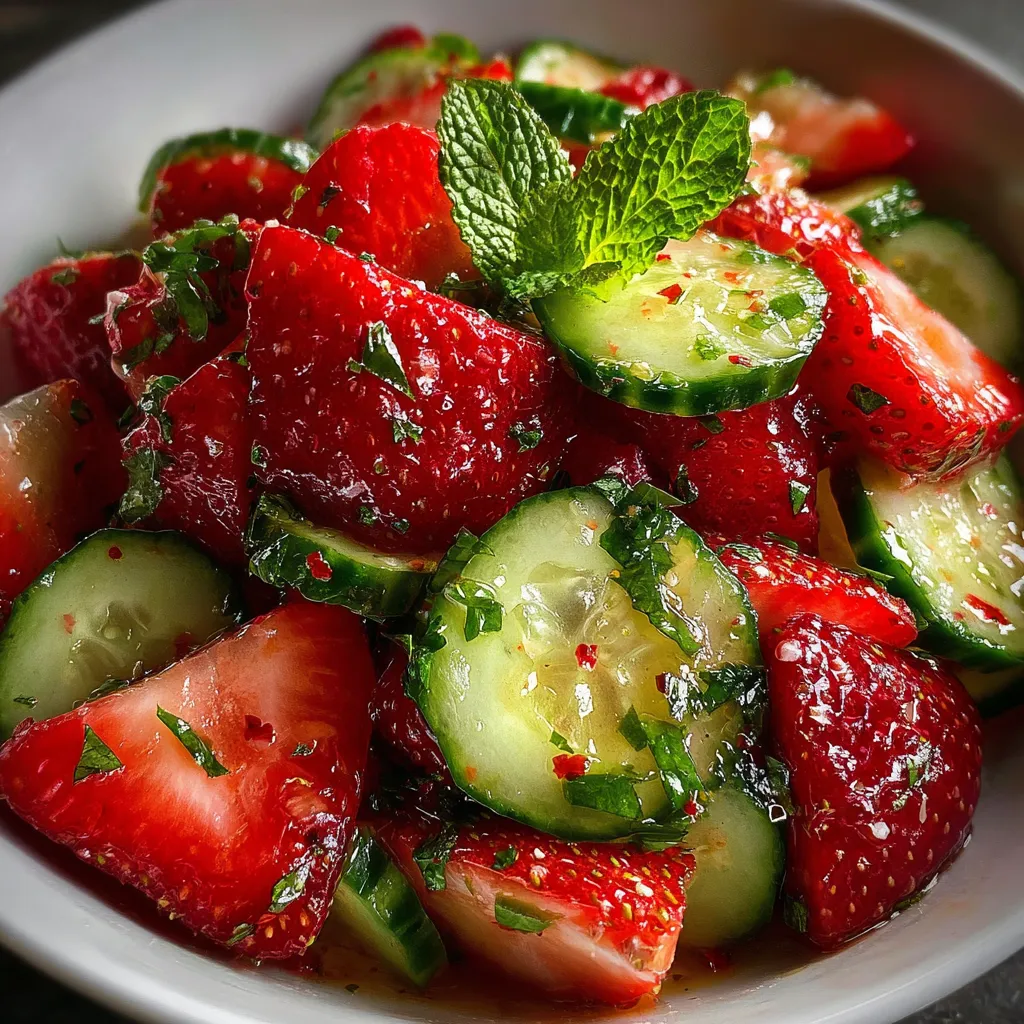 Cucumber Strawberry Salad with Fresh Mint and Balsamic Vinaigrette - tertiary view
