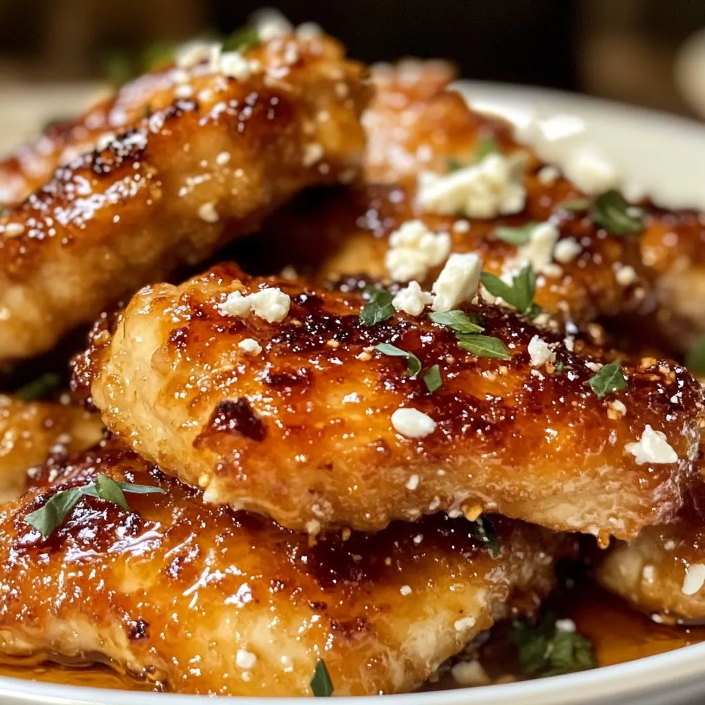 Ultimate Crispy Hot Honey Feta Chicken with Spicy Sweet Glaze and Tangy Cheese - tertiary view