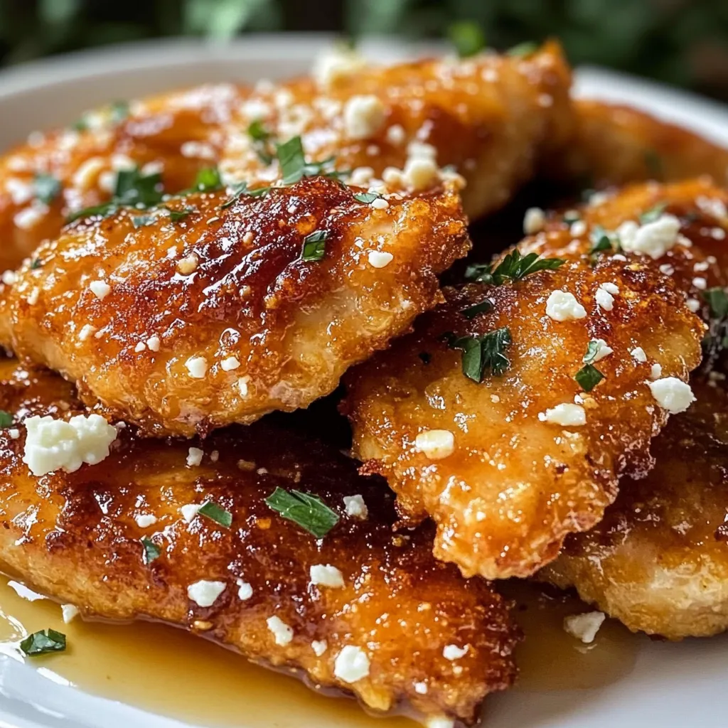 Ultimate Crispy Hot Honey Feta Chicken with Spicy Sweet Glaze and Tangy Cheese - secondary view