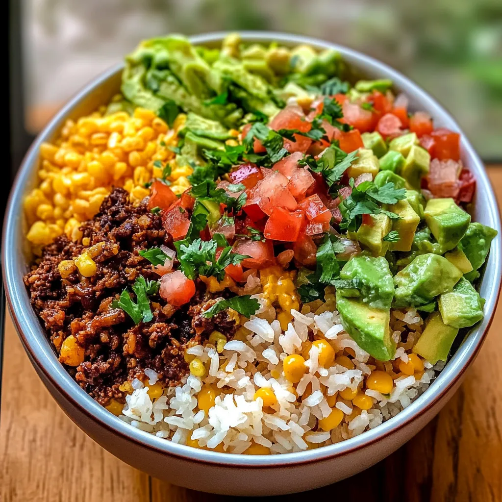 Smoky Chipotle Taco Rice Bowl with Lime-Cilantro Crema and Fresh Toppings - tertiary view