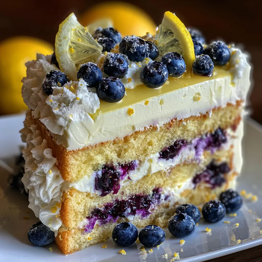 Ultimate Lemon Blueberry Layer Cake with Fresh Berries and Cream Cheese Frosting - tertiary view