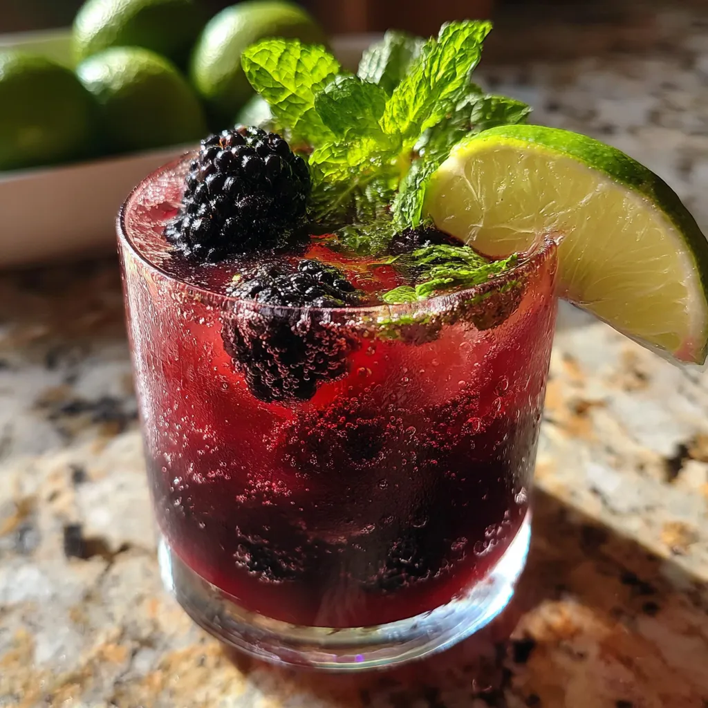 Gut Healthy Blackberry Mint Mojito with Probiotics and Fresh Herbs