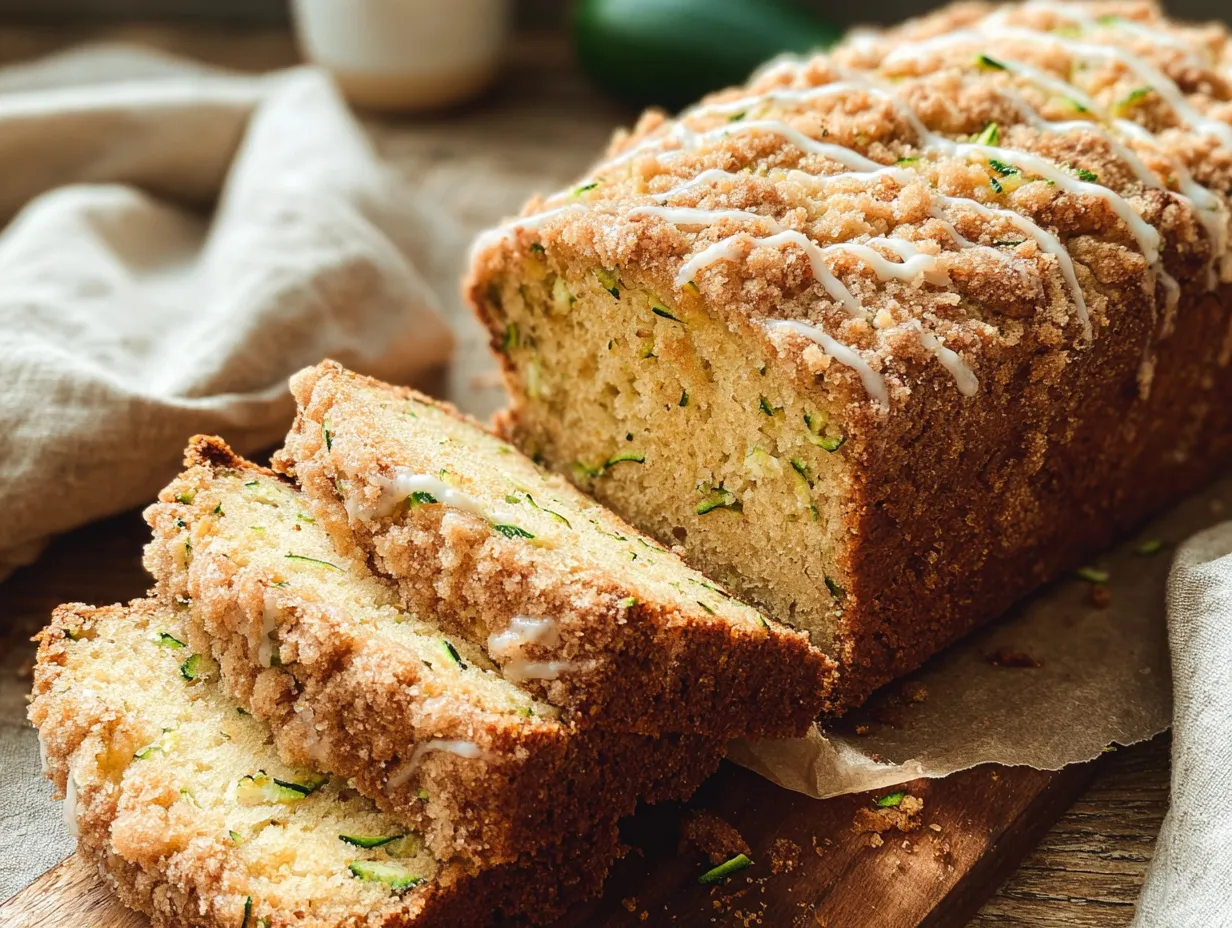 Classic Zucchini Bread with Golden Cinnamon Crumb Topping