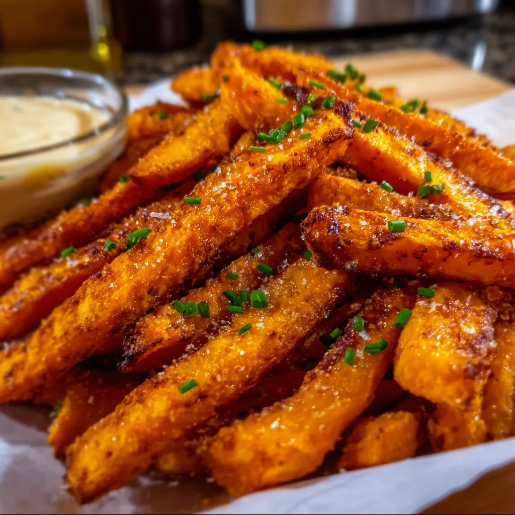 Perfectly Crispy Sweet Potato Fries with Golden Coating and Sea Salt ...