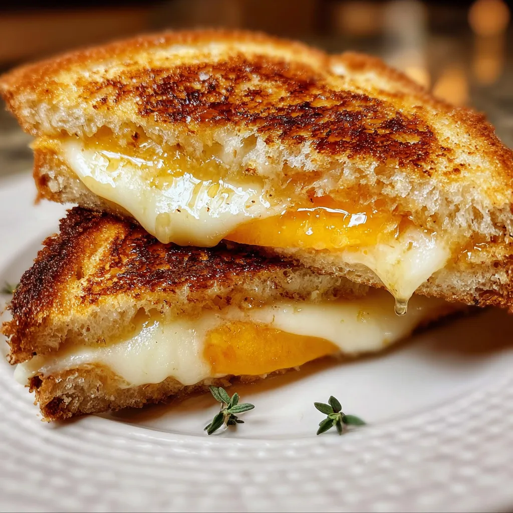 Ultimate Honey Peach White Cheddar Grilled Sandwich with Caramelized Golden Perfection - secondary view