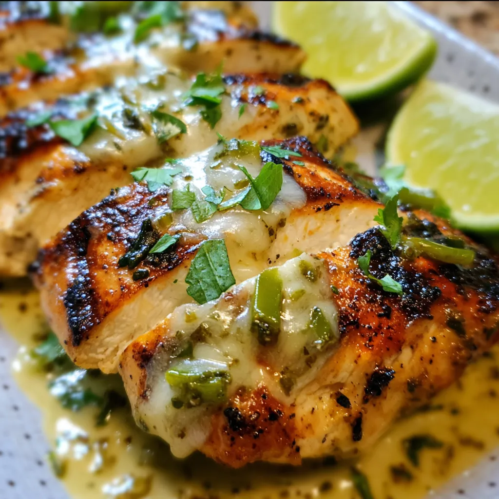 Grilled Salsa Verde Pepper Jack Chicken with Spicy Cilantro Lime Marinade - secondary view