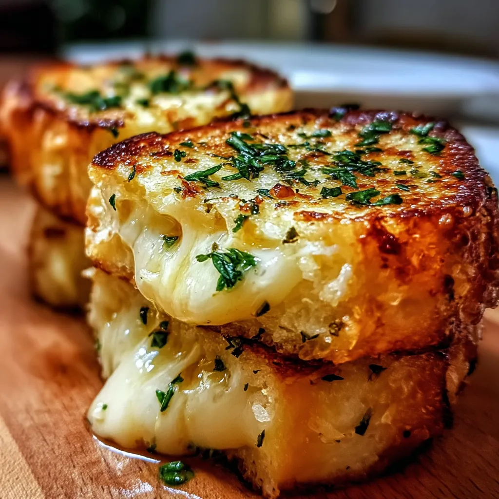 Ultimate Cheesy Garlic Bread Grilled Cheese - Crispy Buttery Golden Comfort Sandwich Experience - secondary view