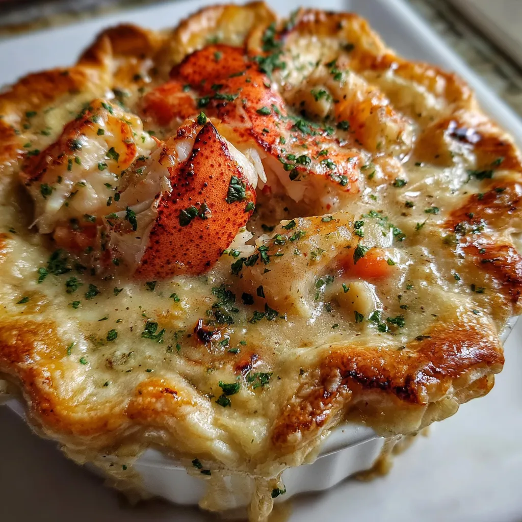 Gourmet Lobster Pot Pie with Flaky Pastry and Fresh Herb Cream Sauce