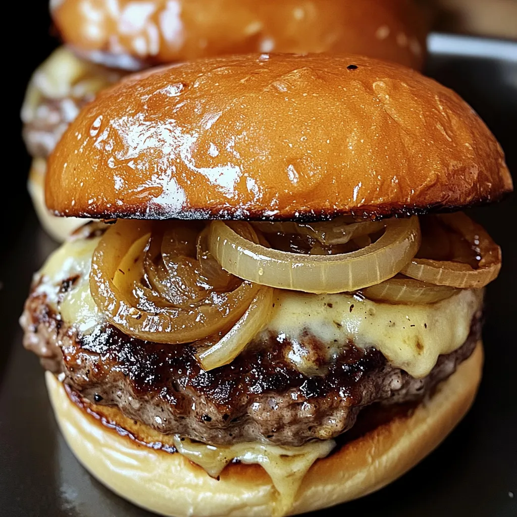 French Onion Burgers - Ultimate Gourmet Comfort Food Recipe - tertiary view