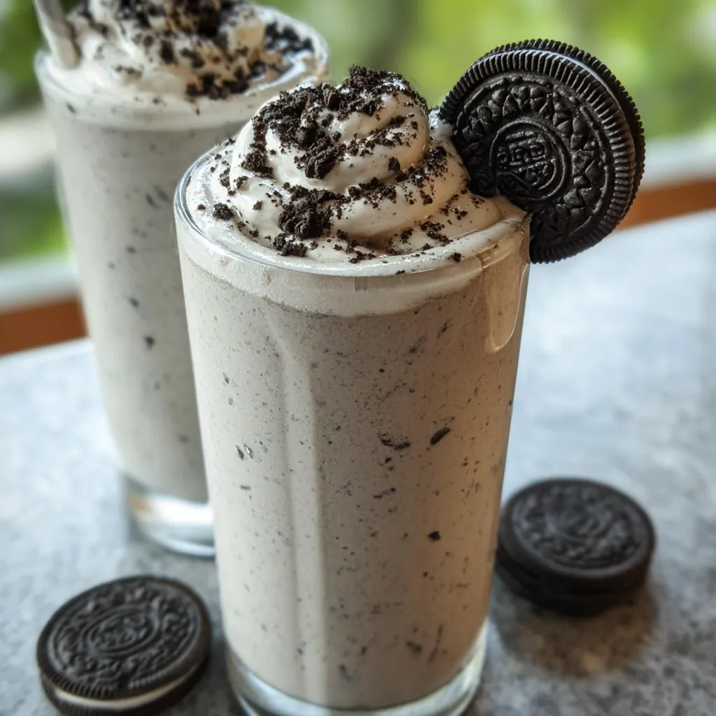 Ultimate Thick and Creamy Oreo Milkshake with Vanilla Ice Cream and Cookie Crumbles - tertiary view