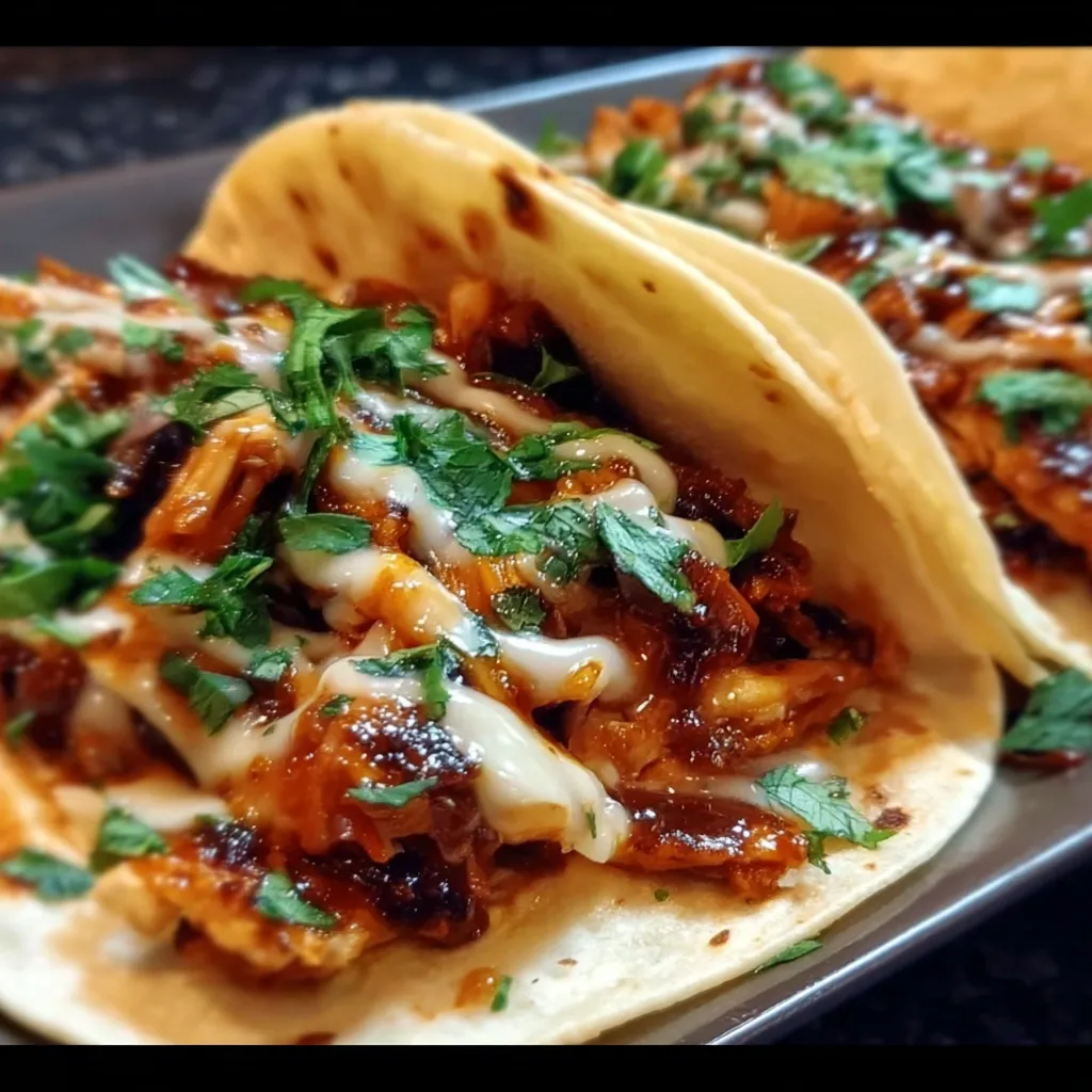 Garlic Butter Honey BBQ Chicken Tacos with Caramelized Onions and Fresh Toppings