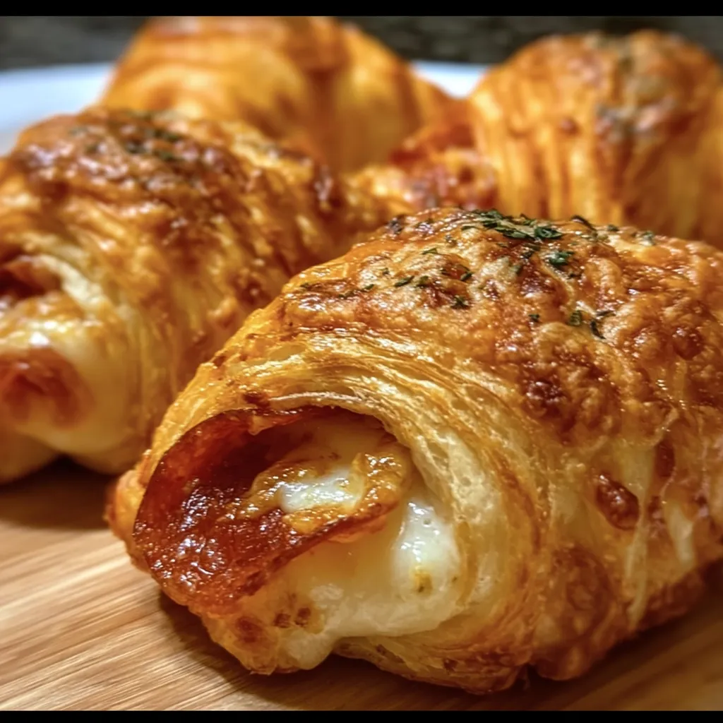 Mozzarella Pepperoni Croissant Rolls with Garlic Butter and Italian Herbs - tertiary view