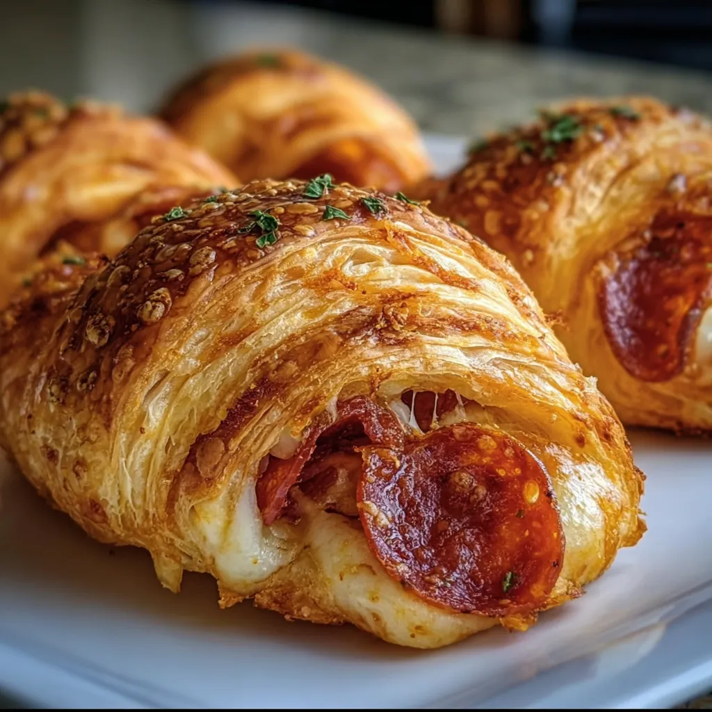 Mozzarella Pepperoni Croissant Rolls with Garlic Butter and Italian Herbs - secondary view