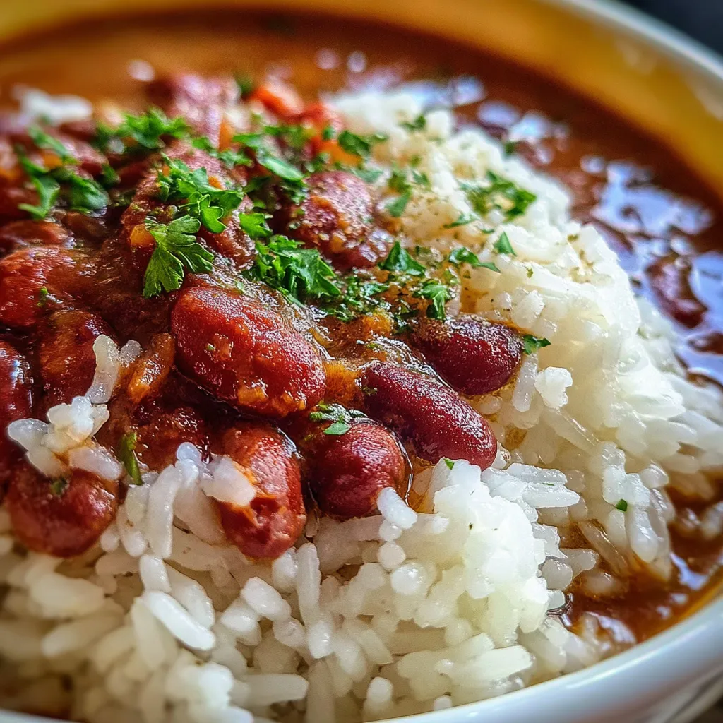 Copycat Popeye's Red Beans and Rice with Smoky Andouille Sausage