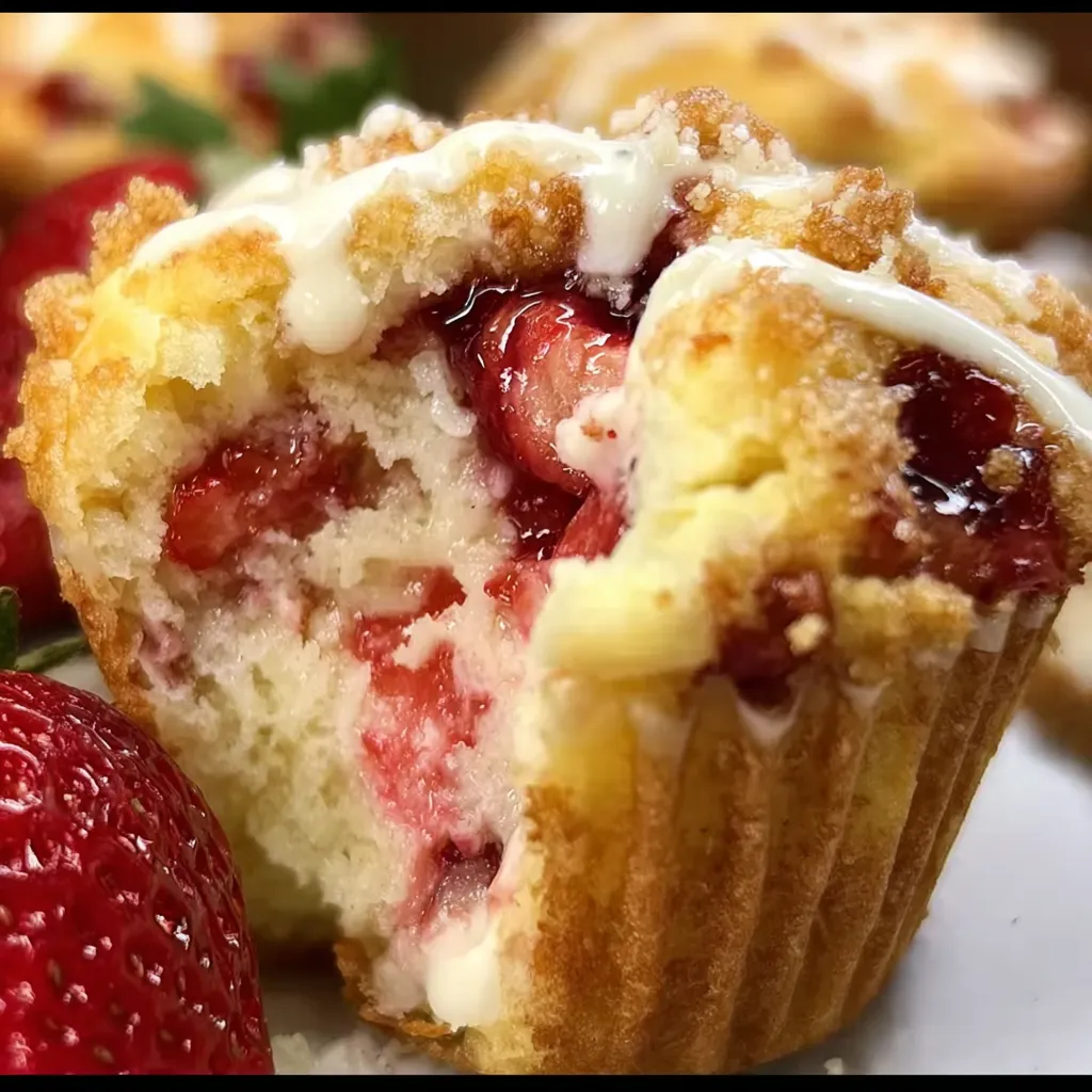 Ultimate Strawberry Cream Cheese Muffins with Sweet Glazed Perfection - main view