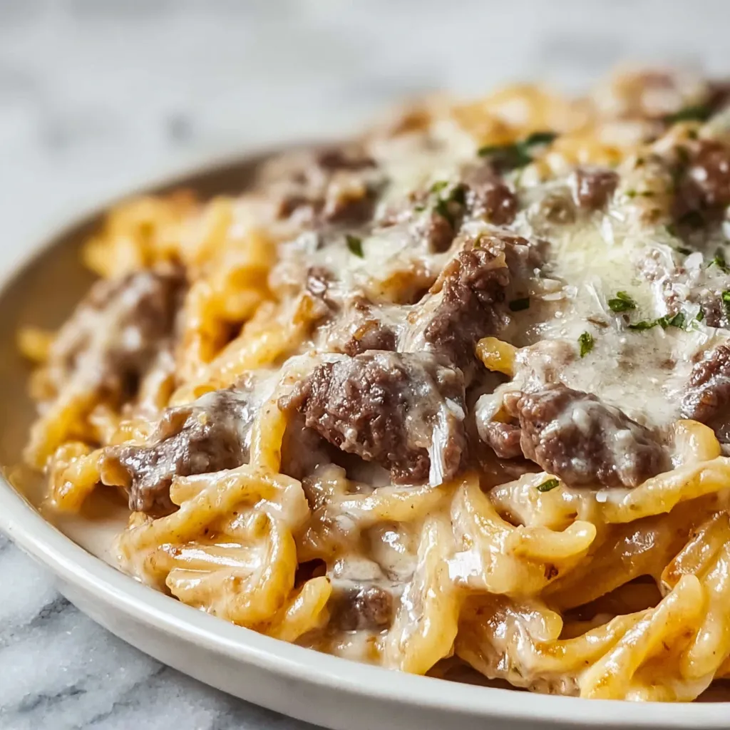 Ultimate Slow Cooker Creamy Garlic Beef Pasta with Tender Vegetables and Rich Sauce - tertiary view