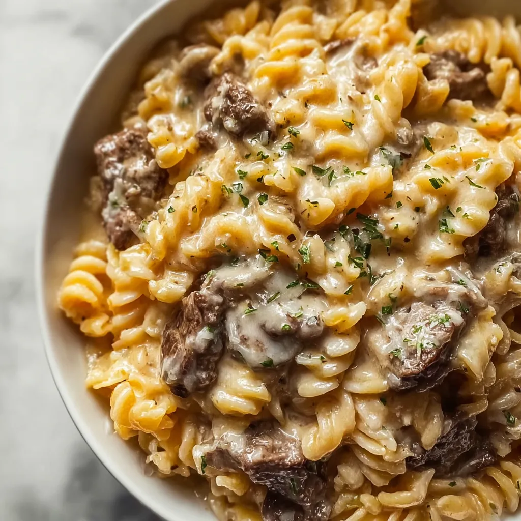 Ultimate Slow Cooker Creamy Garlic Beef Pasta with Tender Vegetables and Rich Sauce - secondary view