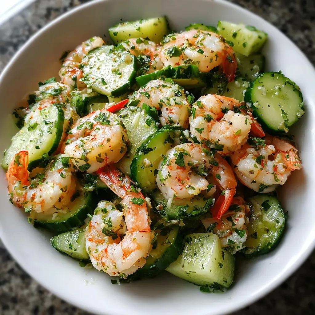 Fresh Cucumber Shrimp Salad with Creamy Herb Dressing and Crisp Vegetables